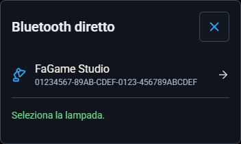 Elenco delle lampade trovate via Bluetooth