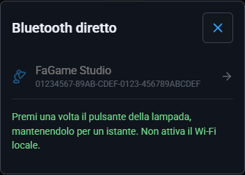 Richiesta di premere il pulsante della lampada per confermare
