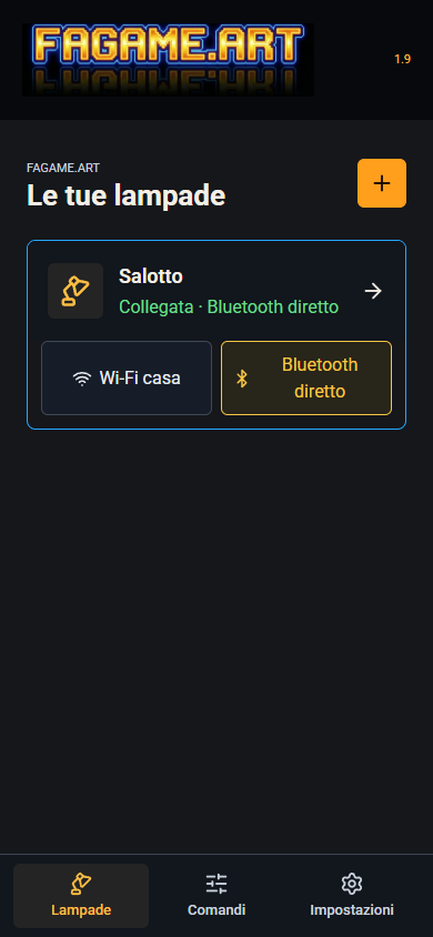 Lampada Salotto salvata e scelta della modalita dalla pagina Lampade