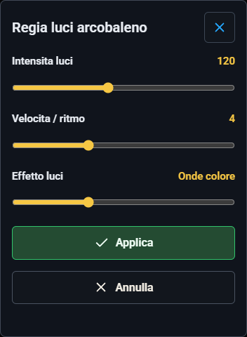 Intensita, velocita e stile nella Regia luci arcobaleno