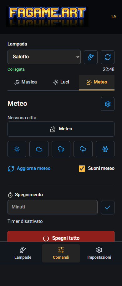 Scheda Meteo separata dai comandi musicali