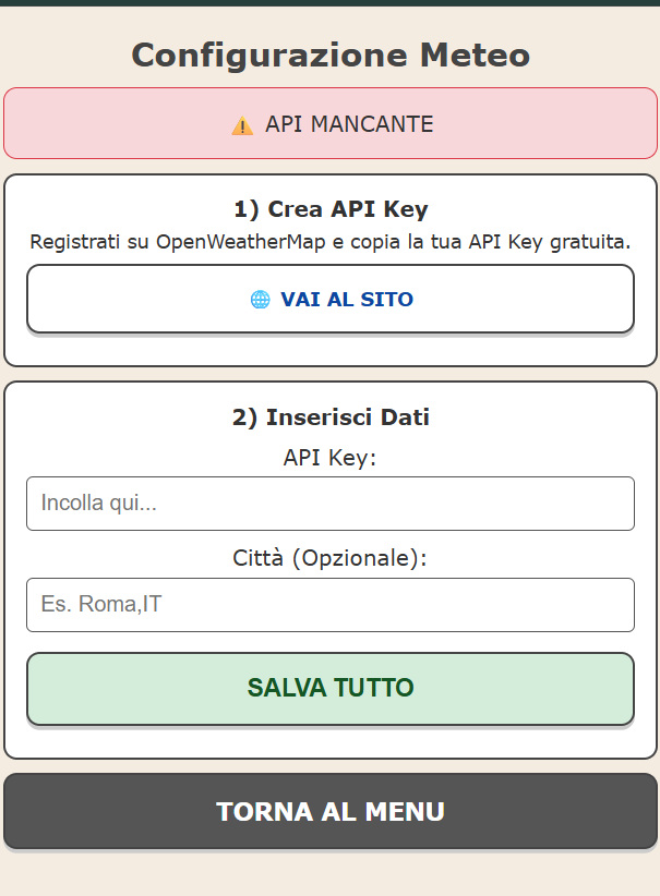 Configurazione meteo